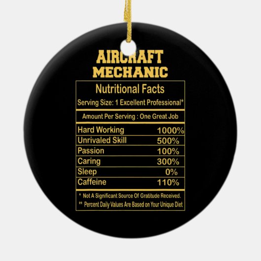 航空機おもしろい整備士栄養事実 セラミックオーナメント (裏面)