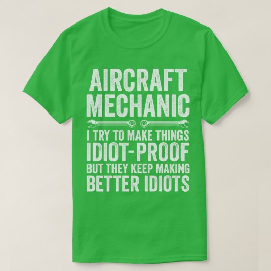 航空機のおもしろい整備士固定 Tシャツ (デザイン正面)