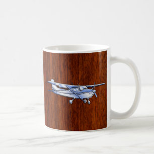 航空機のクラシックなクロムセスナの飛んでいるなマホガニー コーヒーマグカップ