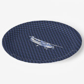 航空機のクラシックなクロムセスナ飛んでいるなカーボン繊維 ペーパープレート (アングル)