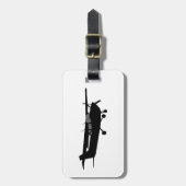 航空機のクラシックなセスナの黒いシルエットの飛行 ラゲッジタグ (正面縦)