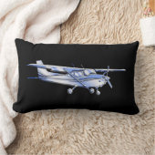 航空機のクラシックセスナシ飛んでいるルエット（黒） ランバークッション (ブランケット)