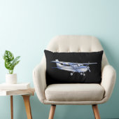 航空機のクラシックセスナシ飛んでいるルエット（黒） ランバークッション (椅子)