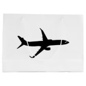 航空機のジェット旅客機の影飛行は色をカスタマイズ ラージペーパーバッグ (裏面)