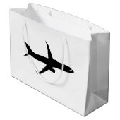航空機のジェット旅客機の影飛行は色をカスタマイズ ラージペーパーバッグ (裏面アングル)