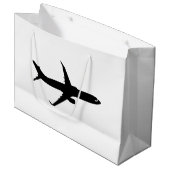 航空機のジェット旅客機の影飛行は色をカスタマイズ ラージペーパーバッグ (正面アングル)