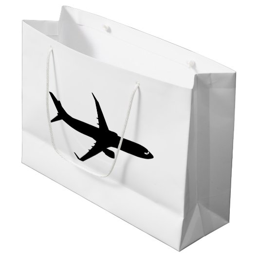 航空機のジェット旅客機の影飛行は色をカスタマイズ ラージペーパーバッグ (正面アングル)