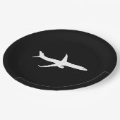 航空機のジェット旅客機の白いシルエットの飛行 ペーパープレート (アングル)