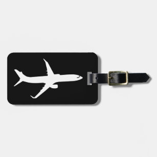 航空機のジェット旅客機の白いシルエットの飛行 ラゲッジタグ