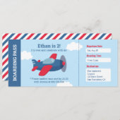 航空機のチケットボーイズ誕生パーティー  招待状 (正面/裏面)