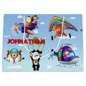 航空機の個人用設定の犬 ラージペーパーバッグ (正面)