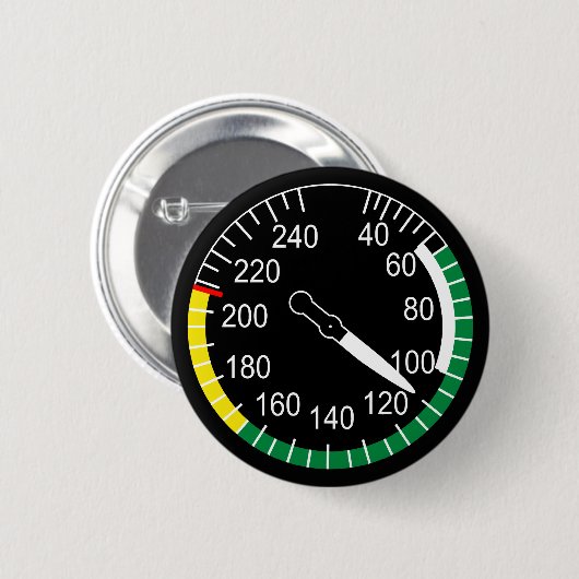 航空機の対気速度計 缶バッジ (正面&裏面)