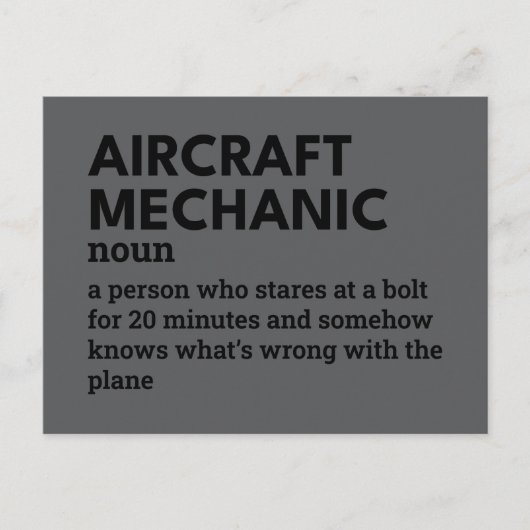 航空機の整備士 – 機知に関する定義 シーズンポストカード (正面)