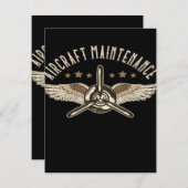 航空機の整備 | カッコいいデザイン 招待状 (正面/裏面)