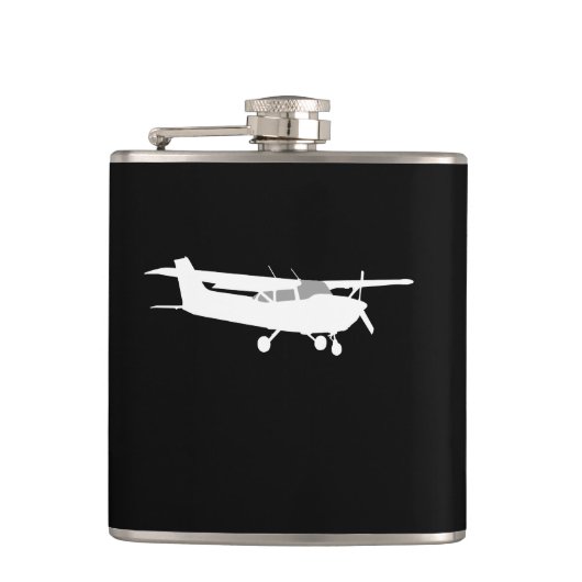 航空機の黒のクラシックなセスナのシルエットの飛行 フラスク (正面)