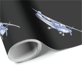 航空機の黒のクラシックなセスナのシルエットの飛行 ラッピングペーパー (ロールコーナー)