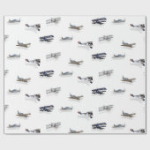航空機を飛ばすヴィンテージ ラッピングペーパー (フラット)