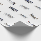 航空機を飛ばすヴィンテージ ラッピングペーパー (角)