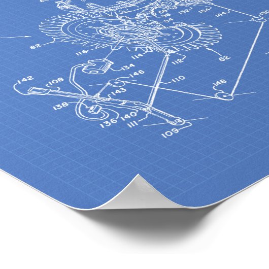 航空機エンジン1953特許技術青写真 ポスター (角)