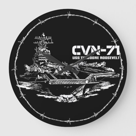 航空機キャリアセオドアRoosevelt Aifウォールクロック ラージ壁時計 (正面)