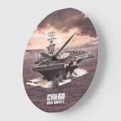 航空機キャリアNimitz Aifウォールクロック ラージ壁時計 (傾斜)