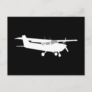 航空機クラシックのセスナ飛んでいるシルエット ポストカード