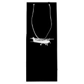航空機クラシックのセスナ飛んでいるシルエット ワインギフトバッグ (裏面)