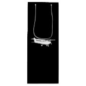 航空機クラシックのセスナ飛んでいるシルエット ワインギフトバッグ (正面)