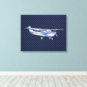航空機クラシッククロムセスナブルーカーボンファイバー キャンバスプリント (インサイチュ (ウッドフロア))