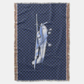 航空機クラシッククロムセスナブルーカーボンファイバー スローブランケット (正面縦)