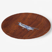 航空機クラシッククロムセスナマホガニ飛んでいるー ペーパープレート (アングル)