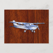 航空機クラシッククロムセスナ飛んでいるマホガニー ポストカード (正面)