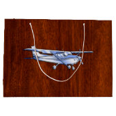 航空機クラシッククロムセスナ飛んでいるマホガニー ラージペーパーバッグ (裏面)