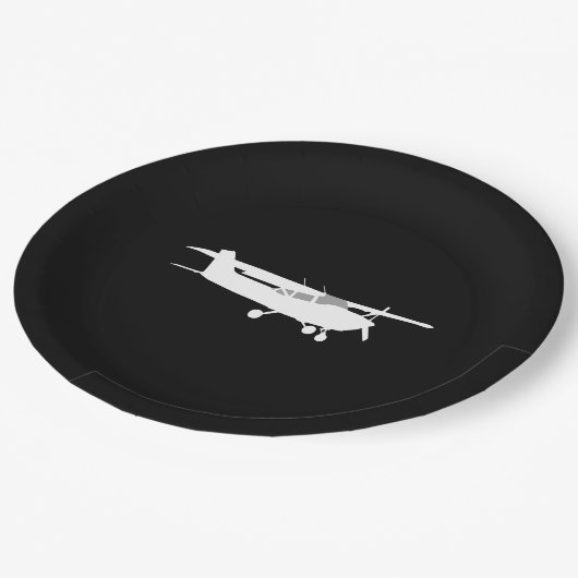 航空機クラシックセスナシルエットデコ飛んでいるーラ ペーパープレート (アングル)