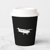 航空機クラシックセスナシルエットデコ飛んでいるール 紙コップ (正面)