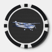 航空機クロームのようなセスナ黒炭素繊維 ポーカーチップ (正面)