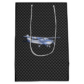 航空機クロームのようなセスナ黒炭素繊維 ミディアムペーパーバッグ (裏面)