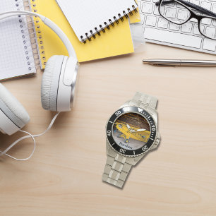 航空機クール写真、パイパーCub J3、パーソナライズされた 腕時計