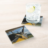 航空機コックピット写真クール、航空パイロットパパ ガラスコースター (アングル)