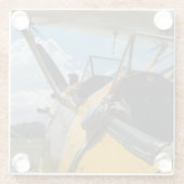 航空機コックピット写真クール、航空パイロットパパ ガラスコースター (裏面)