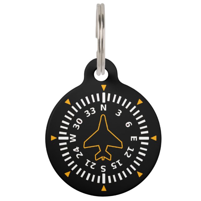航空機コンパス飛行楽器 ペット　ネームタグ (正面)