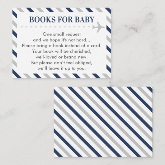 航空機シャワーリクエスト用男の赤ちゃん旅行簿 エンクロージャーカード (正面/裏面)