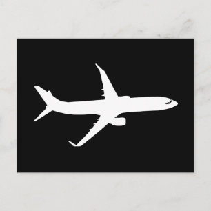 航空機ジェットライナーシルエット飛んでいるブラックデコール ポストカード