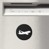 航空機ジェットライナーシルエット飛んでいるブラックデコール マグネット (インサイチュ (食洗機))