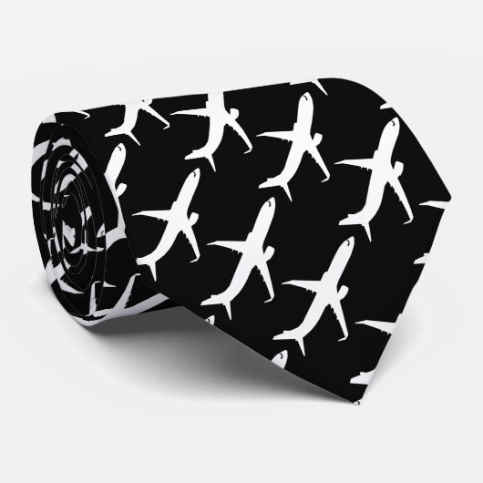 航空機ジェットライナーシルエッ飛んでいるト黒デコー ネクタイ (ロール)