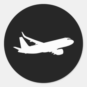 航空機ジェットライナーシルエッ飛んでいるト黒デコー ラウンドシール