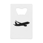 航空機ジェットライナーブラックシルエットへカスタマイズ クレジットカード栓抜き (正面)