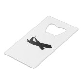 航空機ジェットライナーブラックシルエットへカスタマイズ クレジットカード栓抜き (正面アングル)