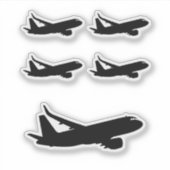 航空機ジェットライナーブラックシルエットへカスタマイズ シール (正面)