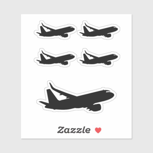 航空機ジェットライナーブラックシルエットへカスタマイズ シール (シート)